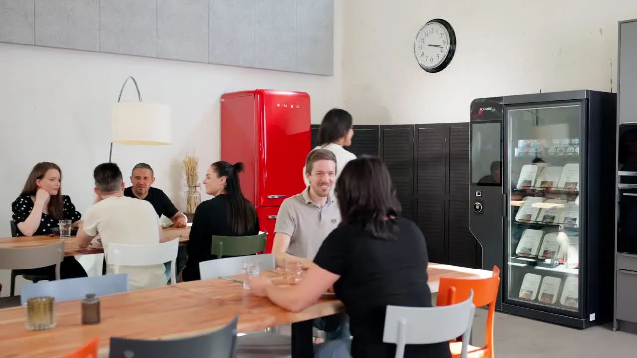 An office canteen with employees.